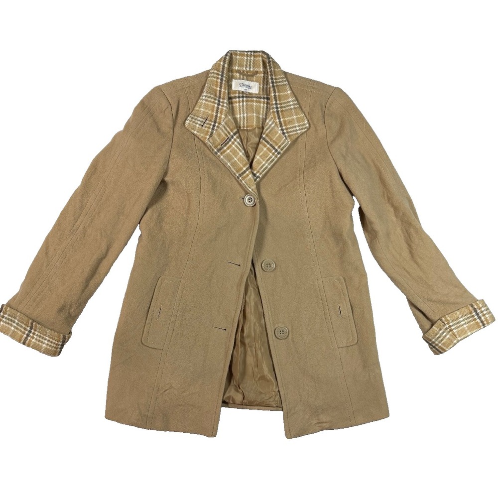 Marks & Spencer Wool Blend Beige Single Breasted Peacoat Coat Womens Sz 8